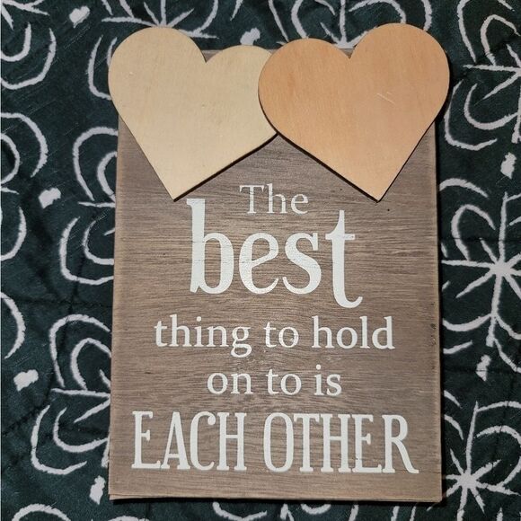 "HOLD ON TO EACHOTHER" Rustic Modern Farmhouse Standing Wall Decor - Picture 1 of 4